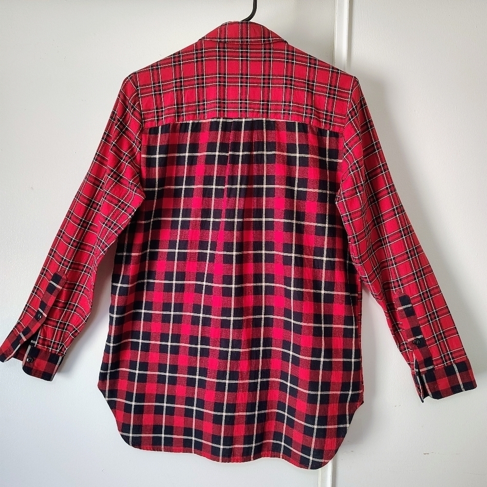 Madewell women's classic ex-boyfriend shirt, red cotton plaid, one pocket, sz S. - Picture 13 of 16